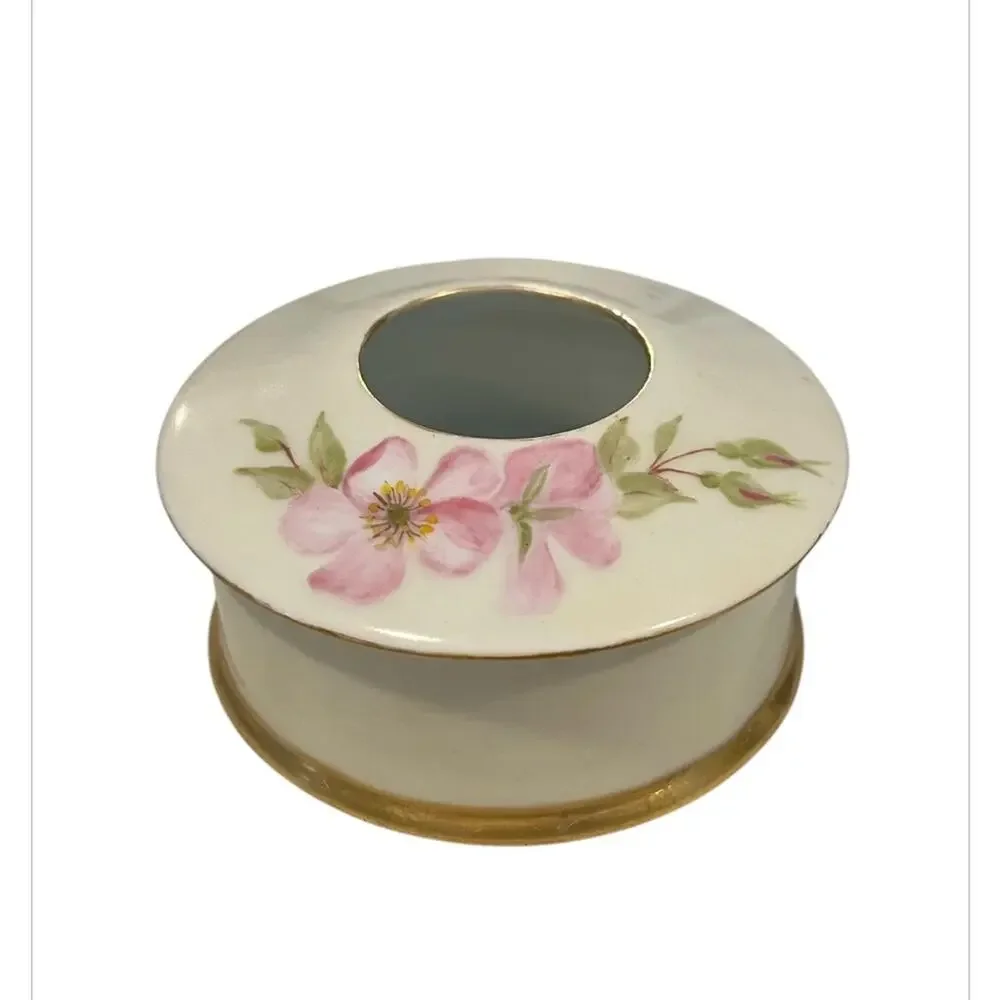 Vintage porcelain 0.& E.G. Royal Austria vanity 4 piece tray set pink floral